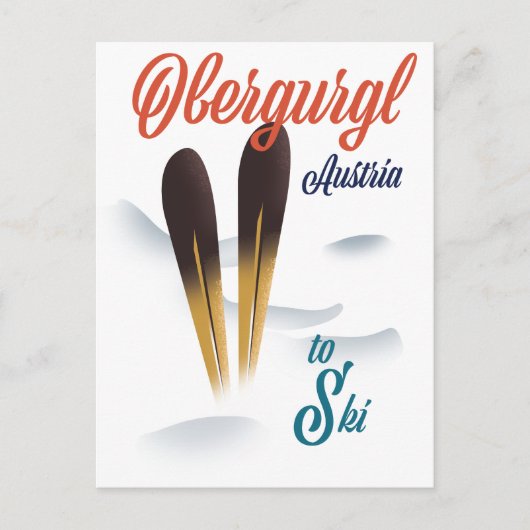 Obergurgl Austria Ski poster Briefkaart (Voorkant)