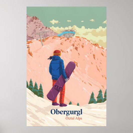 Obergurgl Snowboarden Reisposter Poster (Voorkant)