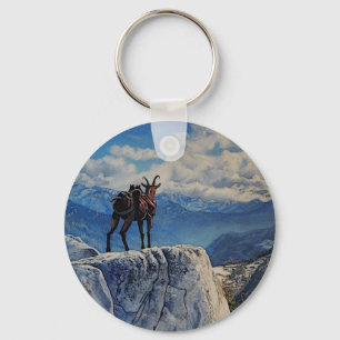 Oberhalsi Pack Goat in het Idaho-gebergte Sleutelhanger