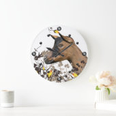 Oberhasli Dairy Goat Painting Bloemen Muur Klok (Huis)