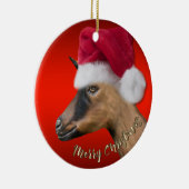 Oberhasli Goat Santa Hat-kerstversiering Keramisch Ornament (Rechts)