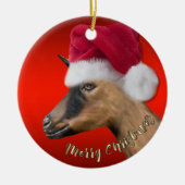 Oberhasli Goat Santa Hat-kerstversiering Keramisch Ornament (Voorkant)
