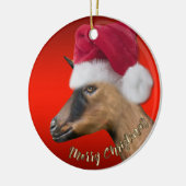 Oberhasli Goat Santa Hat-kerstversiering Keramisch Ornament (Links)