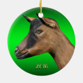 Oberhasli Goat Santa Hat-kerstversiering Keramisch Ornament (Achterkant)
