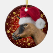 Oberhasli Goat Santa Hat-kerstversiering Keramisch Ornament (Voorkant)