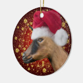 Oberhasli Goat Santa Hat-kerstversiering Keramisch Ornament (Links)