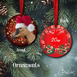 Oberhasli Goat Santa Hat-kerstversiering Keramisch Ornament