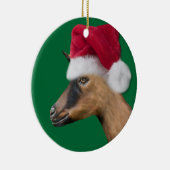 Oberhasli Goat Santa Hat-kerstversiering Keramisch Ornament (Rechts)