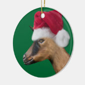 Oberhasli Goat Santa Hat-kerstversiering Keramisch Ornament (Links)