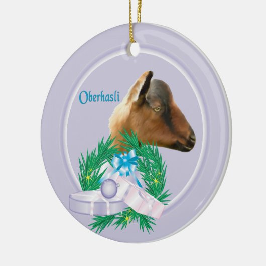 Oberhasli Goat Wreath Holiday Ornament (Links)