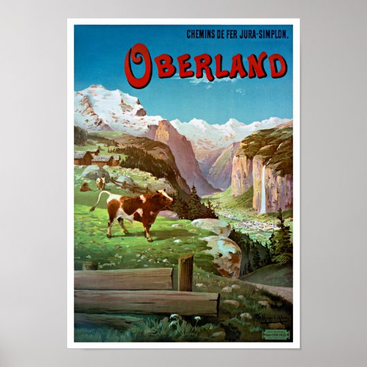Oberland Zwitserland Vintage Poster herstelde (Voorkant)