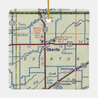 Oberlin Kansas  Kaart Keramisch Ornament