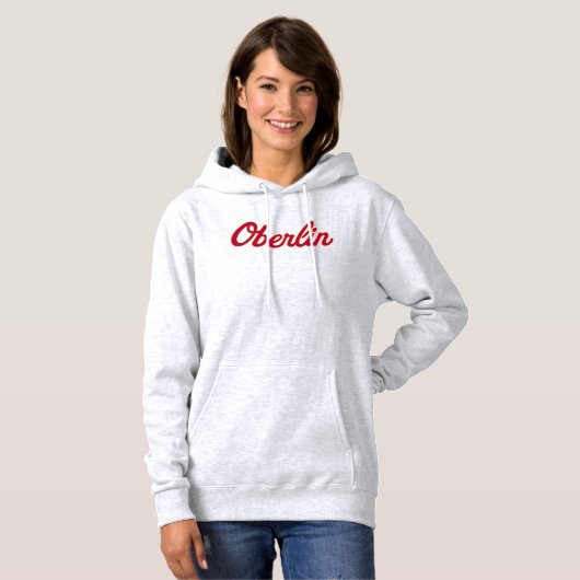 Oberlin Vrouwenscript Ash Hoodie (Voorkant volledig)
