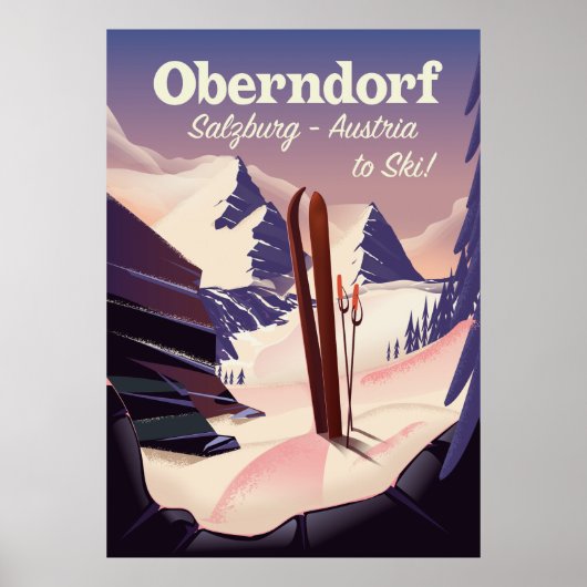 Oberndorf,Salzburg,Oostenrijk,ski-poster Poster (Voorkant)