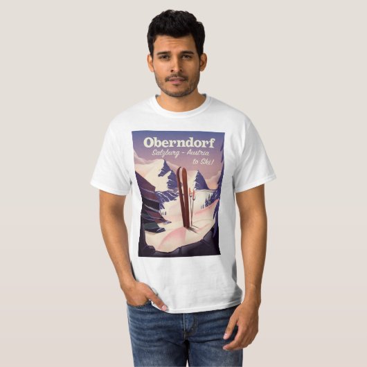 Oberndorf,Salzburg,Oostenrijk,ski-poster T-shirt (Voorkant volledig)