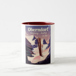 Oberndorf,Salzburg,Oostenrijk, skiposter Tweekleurige Koffiemok