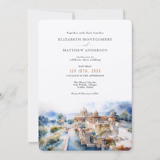 Oberoi Udaivilas Lake Pichola India Bruiloft Kaart (Voorkant)