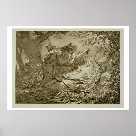 Oberon en Titania (graving) Poster (Voorkant)