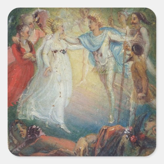 Oberon en Titania uit 'A MidSummer Night's Dream' Vierkante Sticker (Voorkant)