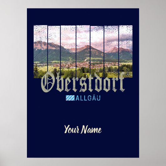 Oberstdorf Allgäu Vintage Bavaria Duitsland Souven Poster (Voorkant)