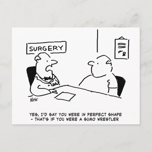 Obese bij de dokter ansichtkaart briefkaart (Voorkant)