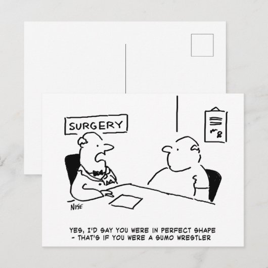 Obesitas Sumo Cartoon Briefkaart (Voorkant / Achterkant)