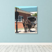 Obey All Stop Signs, Amish Horse and Buggy Canvas Afdruk (Insitu (Houten vloer))