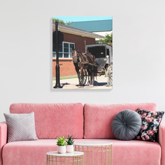 Obey All Stop Signs, Amish Horse and Buggy Canvas Afdruk (Insitu (Woonkamer))