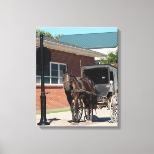 Obey All Stop Signs, Amish Horse and Buggy Canvas Afdruk