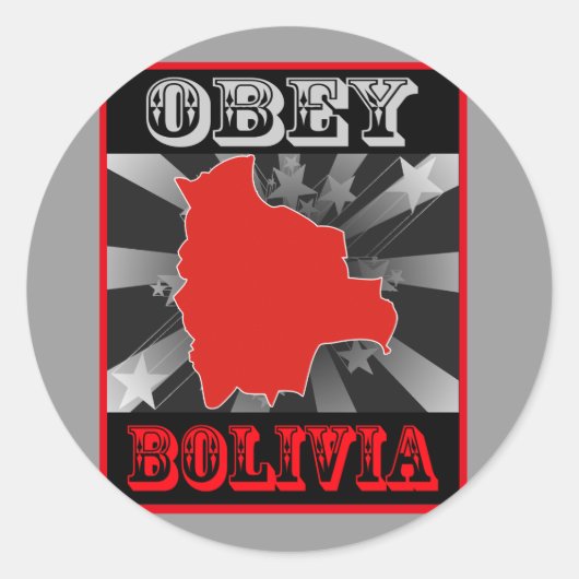 Obey Bolivia Ronde Sticker (Voorkant)