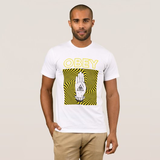Obey Brainwash Mind Control Illuminati Hand Eye T-shirt (Voorkant volledig)