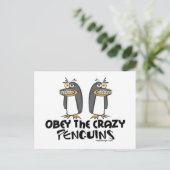Obey de gekke pinguïns! briefkaart (Staand voorkant)
