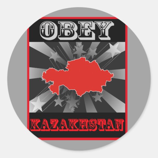 Obey Kazachstan Ronde Sticker (Voorkant)