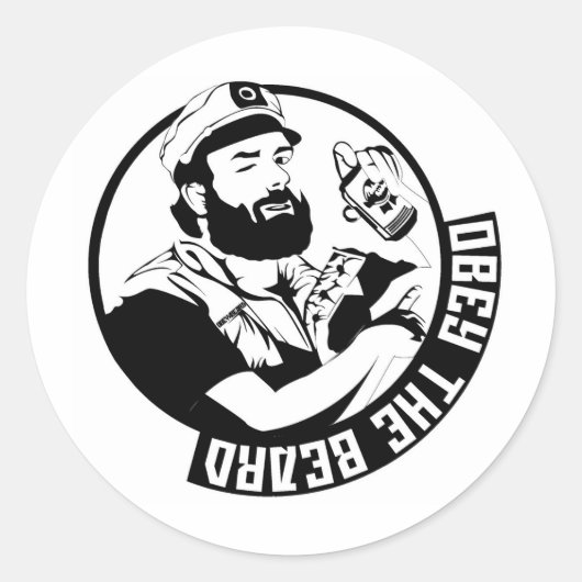 Obey the Beard Ronde Sticker (Voorkant)