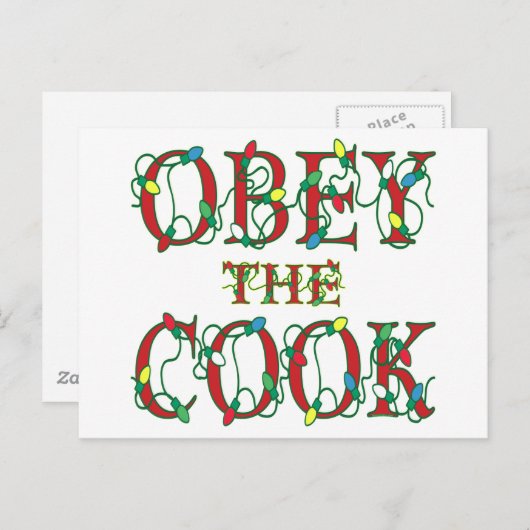 Obey the Cook Gezegde Holiday Lights Feestdagenkaart (Voorkant / Achterkant)