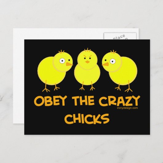 Obey The Crazy Chicks Briefkaart (Voorkant / Achterkant)