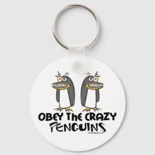 Obey The Crazy Penguins Cartoon Sleutelhanger