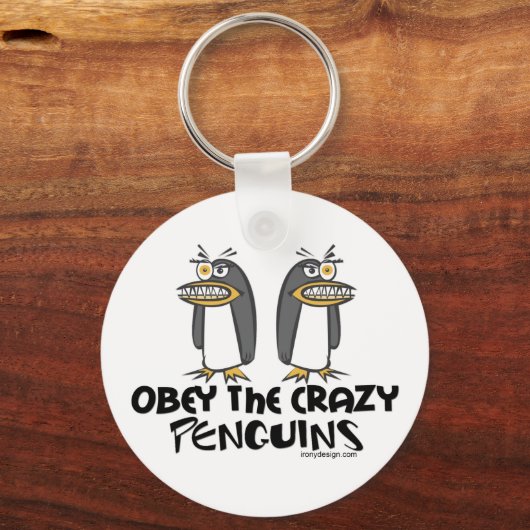 Obey The Crazy Penguins Cartoon Sleutelhanger (Achterkant)