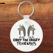 Obey The Crazy Penguins Cartoon Sleutelhanger (Voorkant)