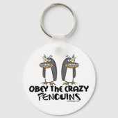 Obey The Crazy Penguins Cartoon Sleutelhanger (Achterkant)