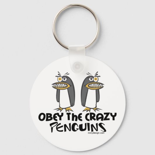 Obey The Crazy Penguins Cartoon Sleutelhanger (Achterkant)
