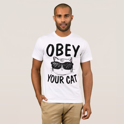OBEY UW CAT, Funny Cat T-shirts (Voorkant volledig)