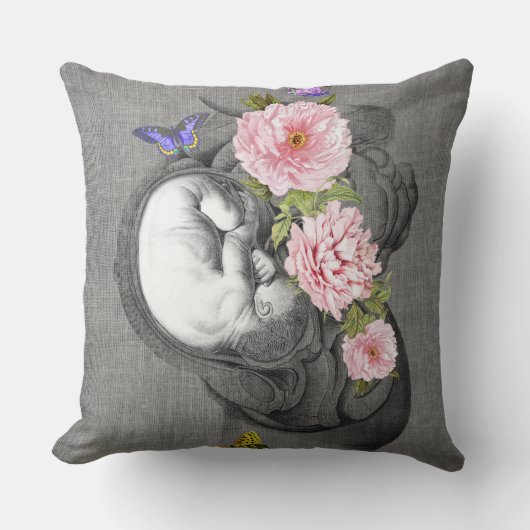 OBGYN Anatomie Floral Art Womb Baby Decor Design 2 Kussen (Voorkant)