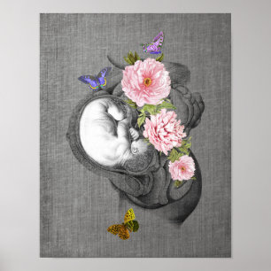 OBGYN Anatomie Floral Art Womb Baby Decor Print 2
