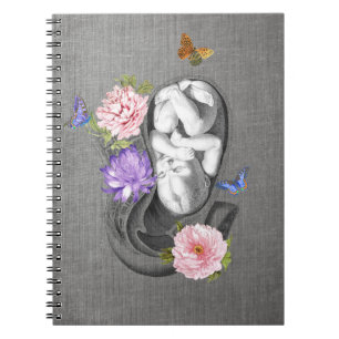 OBGYN Anatomie Floral Art Womb Baby Design 1 Notitieboek