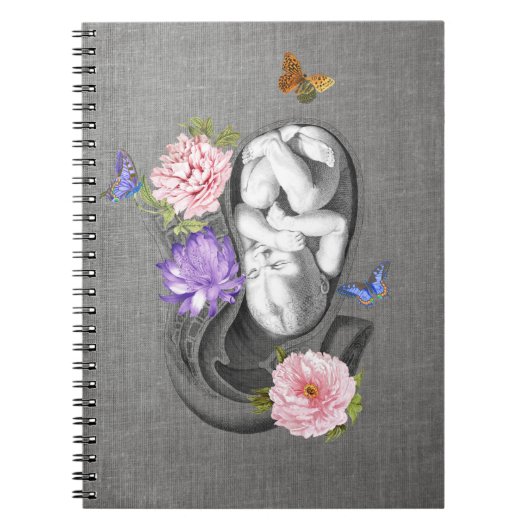 OBGYN Anatomie Floral Art Womb Baby Design 1 Notitieboek (Voorkant)