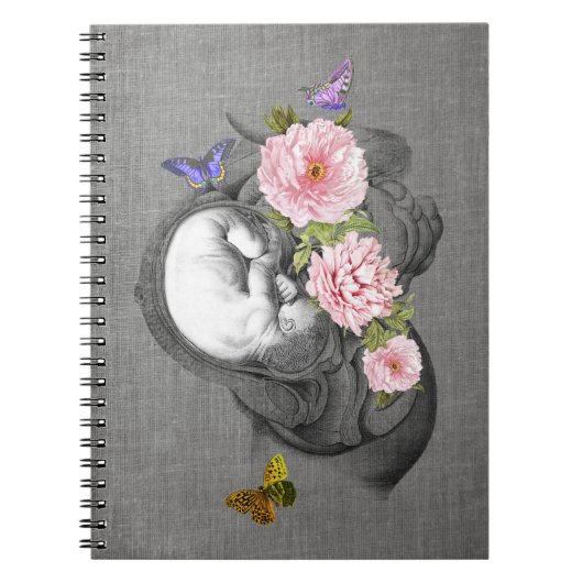 OBGYN Anatomie Floral Art Womb Baby Design 2 Notitieboek (Voorkant)