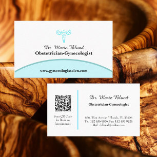 OBGYN Blauwgroen Moderne Elegant met QR-code Visitekaartje