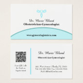 OBGYN Blauwgroen Moderne Elegant met QR-code Visitekaartje (Voorkant /achterkant)