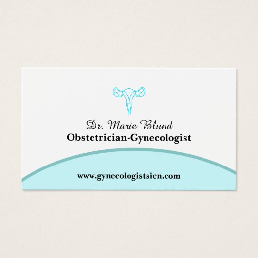 OBGYN Blauwgroen Moderne Elegant met QR-code Visitekaartje (Voorkant)